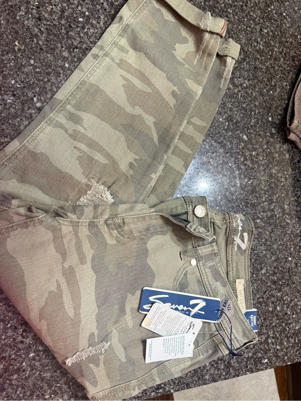 Seven7 womens Camo Slim Straight Jeans in Olive/Tan